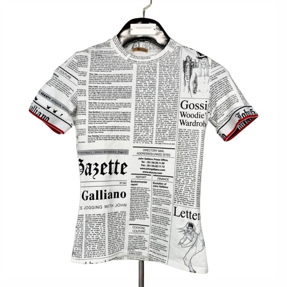 John Galliano White cotton short-sleeve pullover T-shirt
